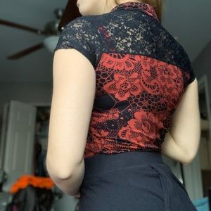 Red Lace Blouse